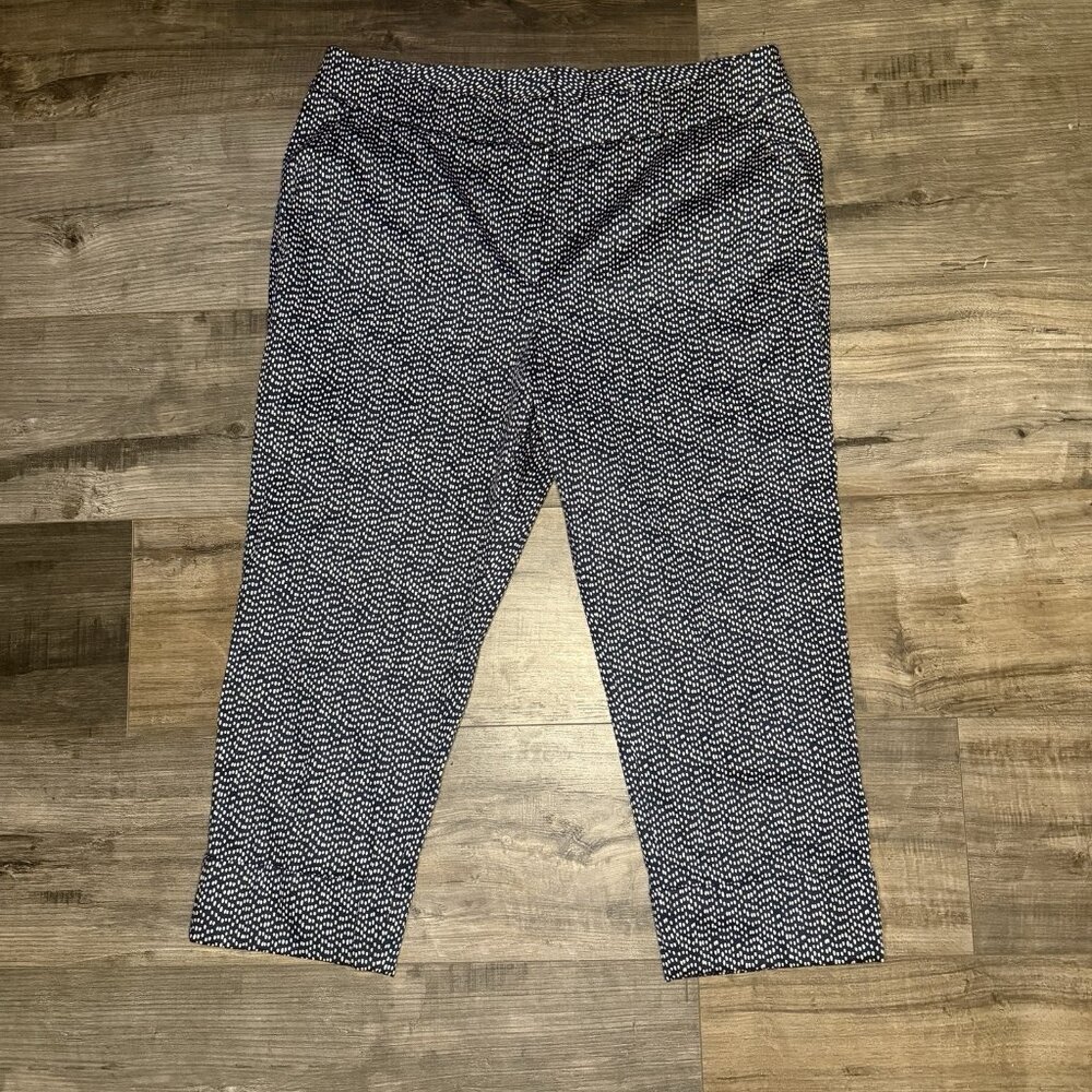Chico's‎ Pants Women's 2P Navy Blue Polka Dot Ankle High Rise Stretch